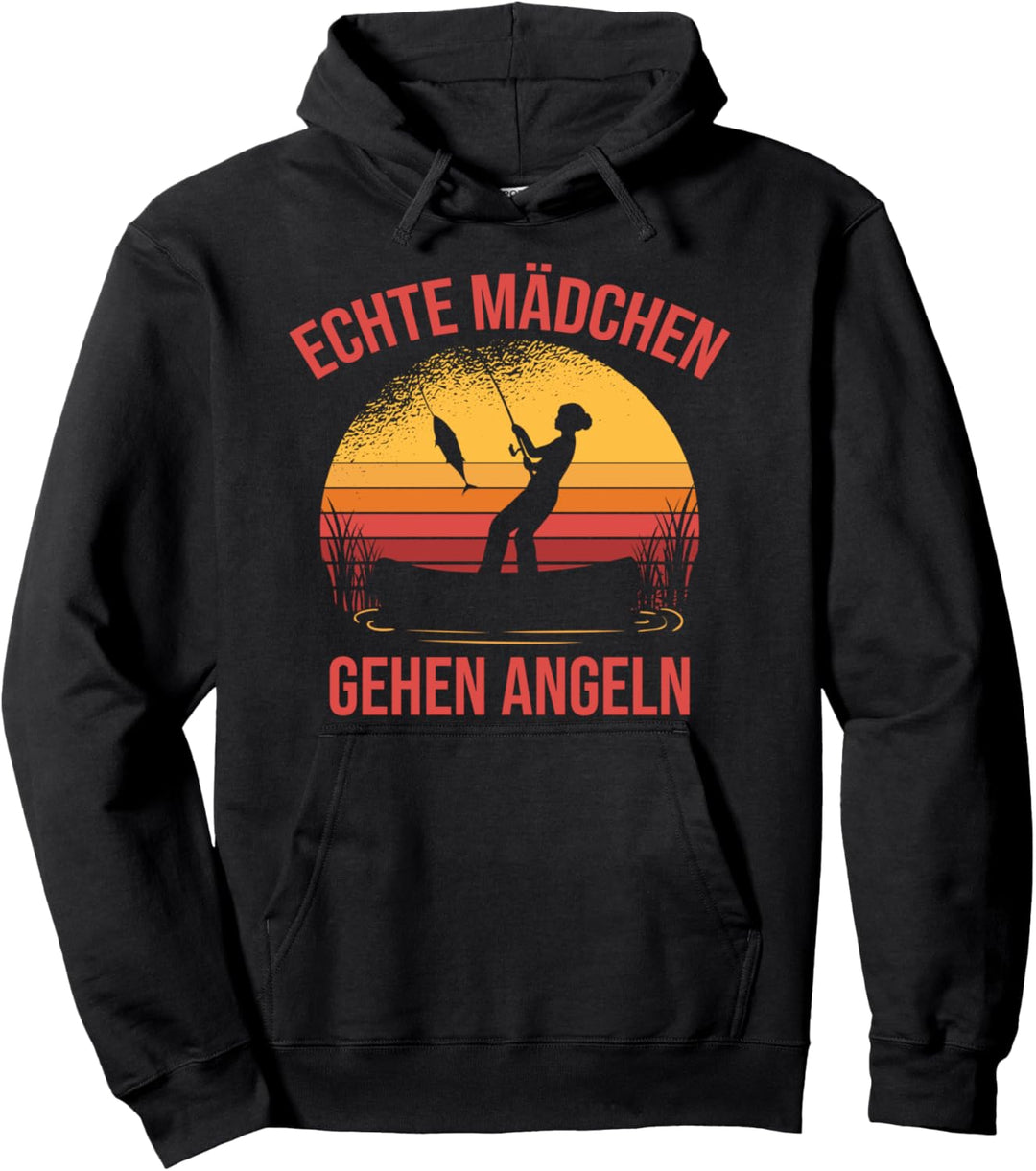 Echte Mädchen Gehen Angeln Angler Mädchen Anglerin Pullover Hoodie