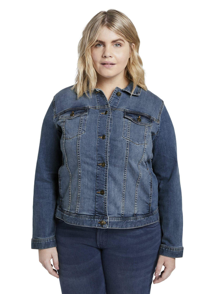TOM TAILOR Damen Plussize Jeansjacke im Washed-Look 52 10110 - Blue Denim, 52 10110 - Blue Denim