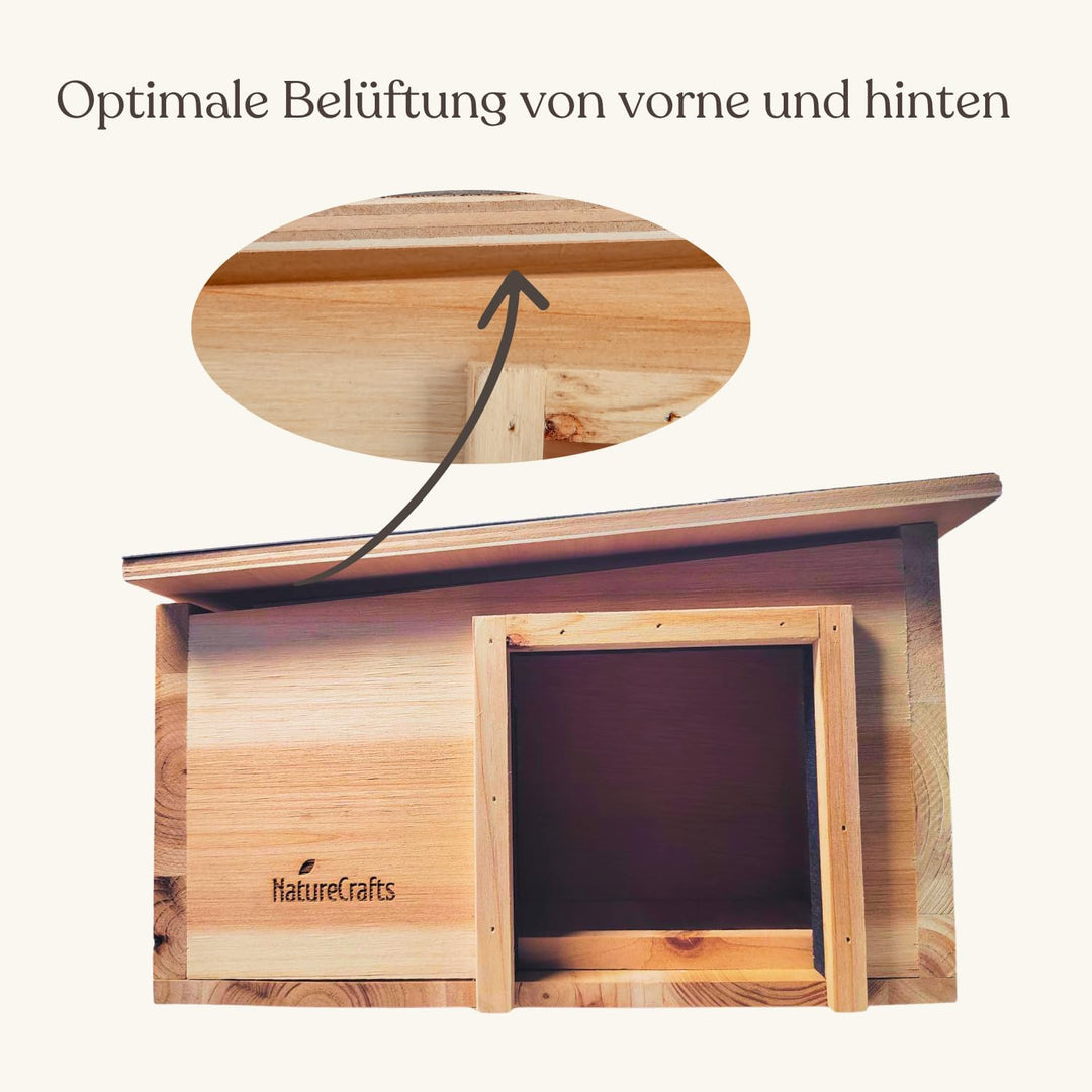 NatureCrafts Premium Igelhaus - Wasserdichtes Igelhaus mit Boden & 1,5cm dicken Wänden & doppelter B