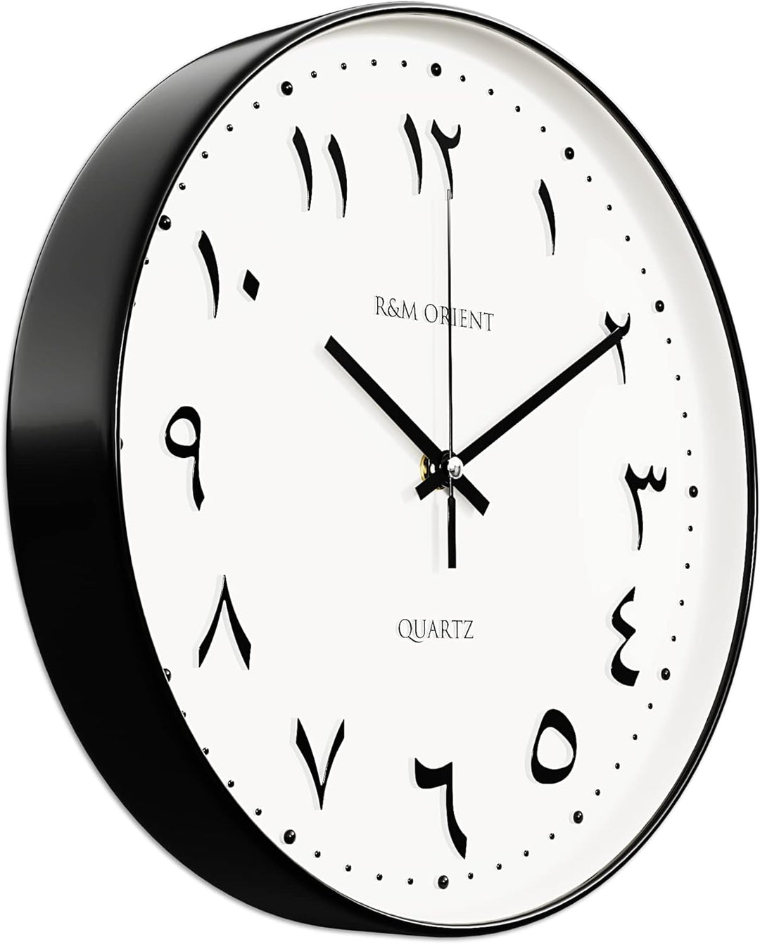 R&M ORIENT 30cm arabische Wanduhr Rund mit schleichendem Zeiger ohne Tickgeräusche, geräuschlosen Qu