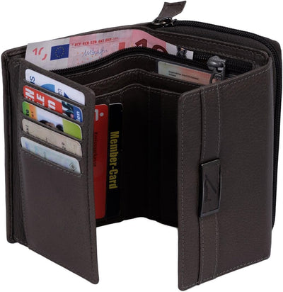 AVANCO Leder Damenbörse Damen Börse 23- (107A) mit RFID-Schutz Portemonnaie Geldbeutel Portmonee Por