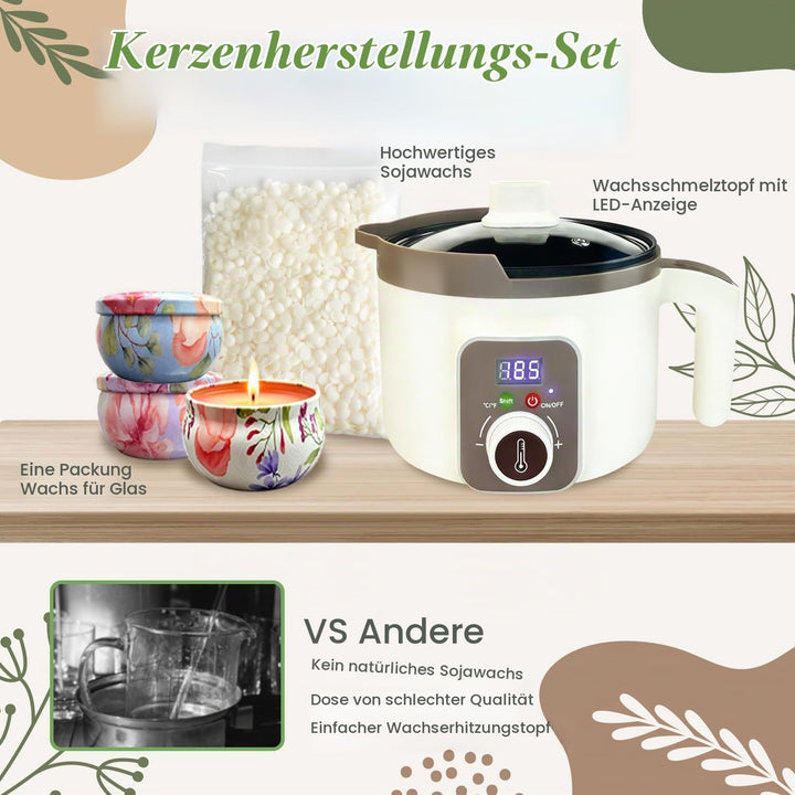 LINGQIAN DIY Kerzenherstellung Set, Kerzen Selber Machen Kit Sojawachs, Elektrischer Wachsschmelztop