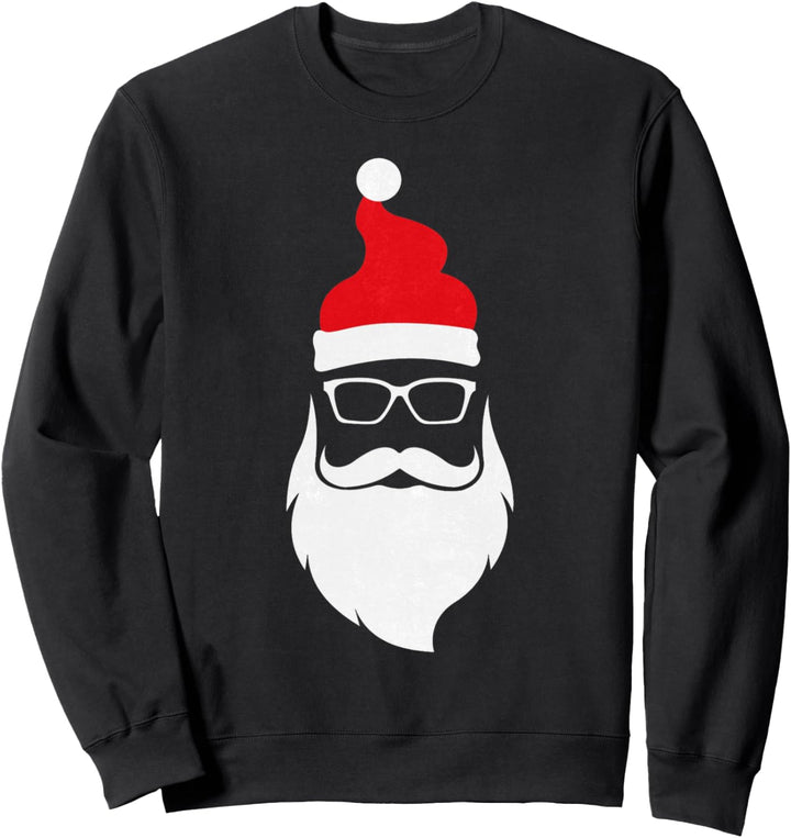 Weihnachtsmann Mütze Sonnenbrille Lustige Bart Weihnachten Sweatshirt