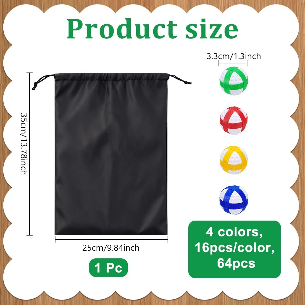 UNICRAFTALE 64 Stück 4 Farben Klett Golfbälle 1.3 Zoll/33mm Durchmesser Mini Klett Übungsbälle Aus K