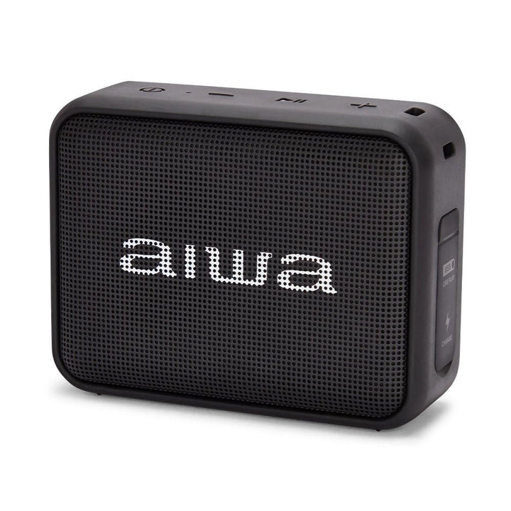 Aiwa BS-200BK Tragbarer kabelloser Bluetooth-Lautsprecher, True Wireless Stereo, wasserdicht, Schwar
