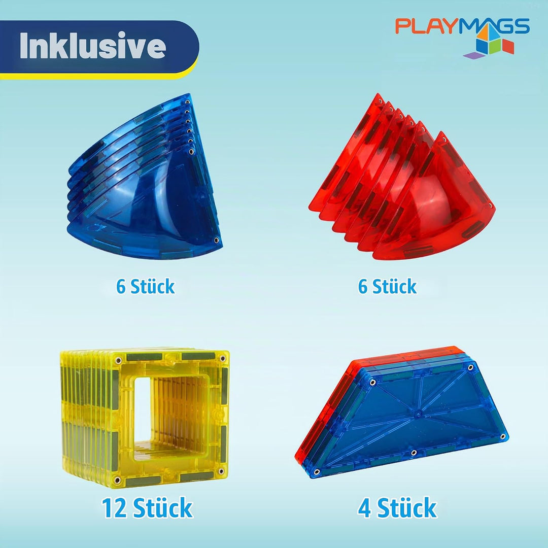 Playmags 3D Magnetische Blöcke für Kinder - Magnet Blöcke Lernen Formen, Farben &amp; Alphabet STEM Magn