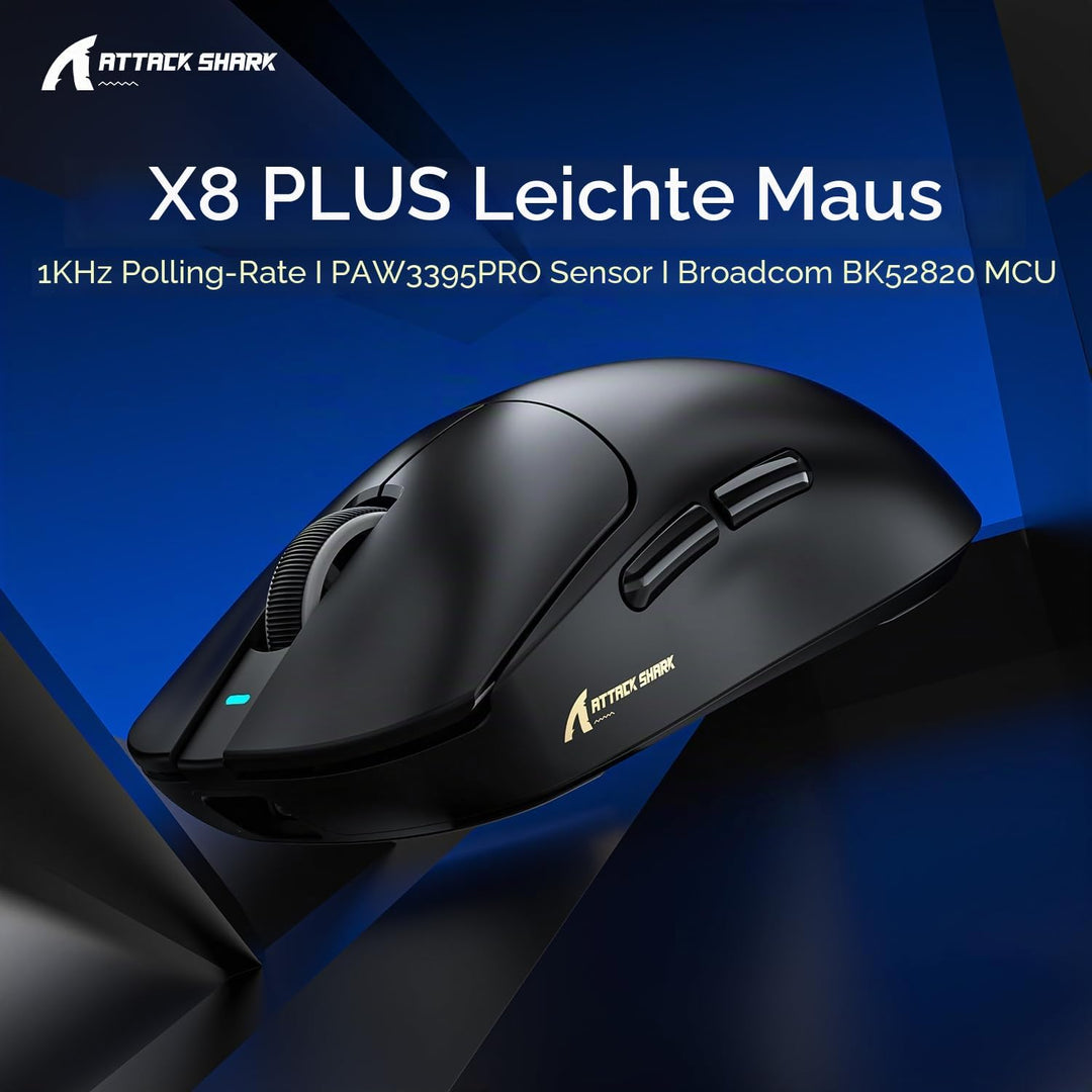 MAMBASNAKE Attack Shark X8PLUS Kabellose Gaming-Maus, PixArt PAW3395PRO-Sensor, 40000 DPI, BT/2,4 GH