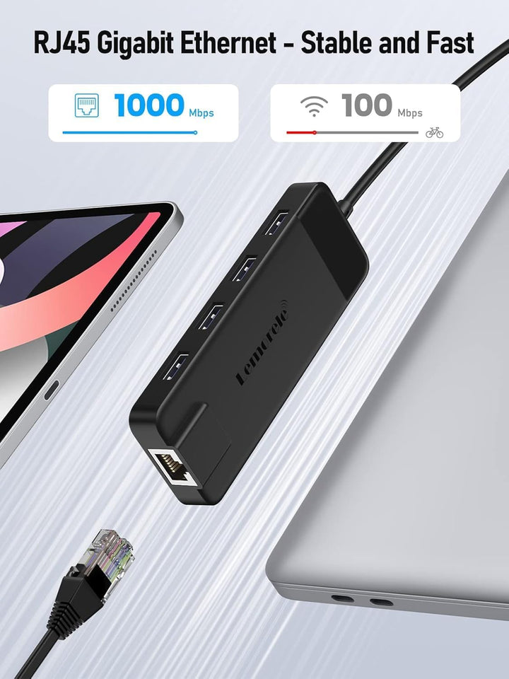 USB C HUB, Lemorele Docking Station 10-in-1 USB C Adapter mit 4K-HDMI, 4 USB 3.0/2.0, Gigabit Ethern