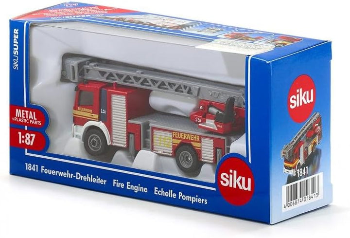 siku 1841, Feuerwehrdrehleiter-Fahrzeug, 1:87, Metall/Kunststoff, Rot, Bewegliche Leiter, Feuerwehrd