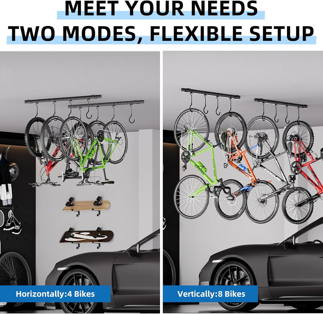 Urban Deco Fahrrad Deckenhalterung für Garage, Fahrrad Wandhalterung mit 8 verstellbaren Aufhängung