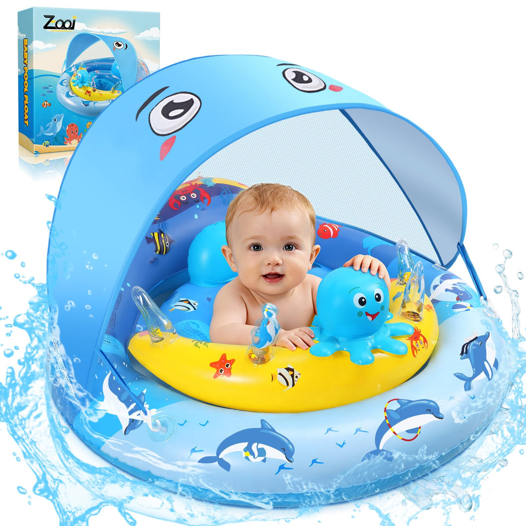 Schwimmring Baby, Baby Schwimmring ab 6-36 Monate mit Sonnendach, Schwimmreifen Baby Verstellbarer S