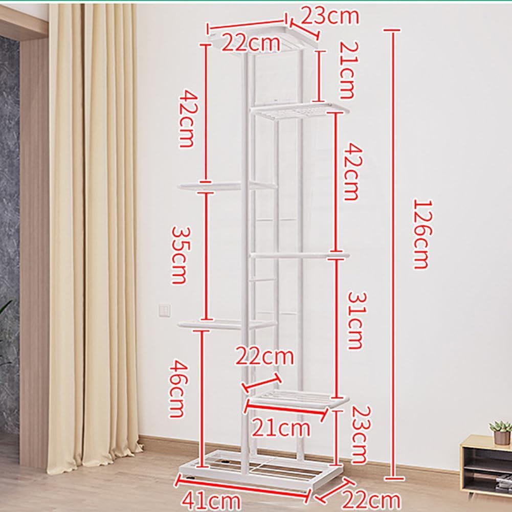 Garvee Pflanzenregal Metall 7 Ebenen – Blumenständer für 8 Töpfe, Stufenförmiges Blumenregal für Bal