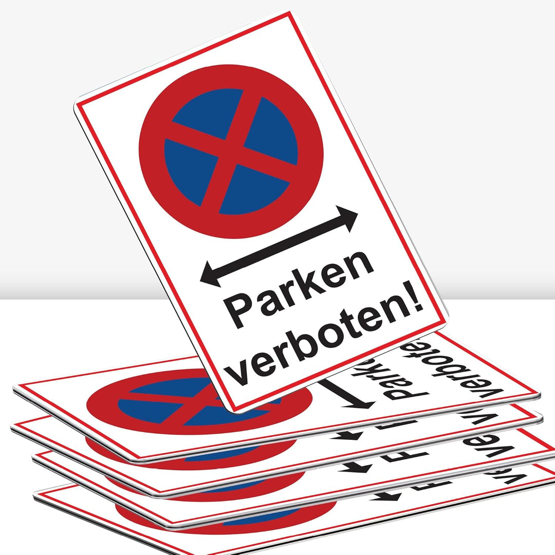 5 Stück XXL Absolutes Halteverbot Schild 40 x 30 cm Alu 3mm Alu-Dibond stabile Aluminiumverbundplatt