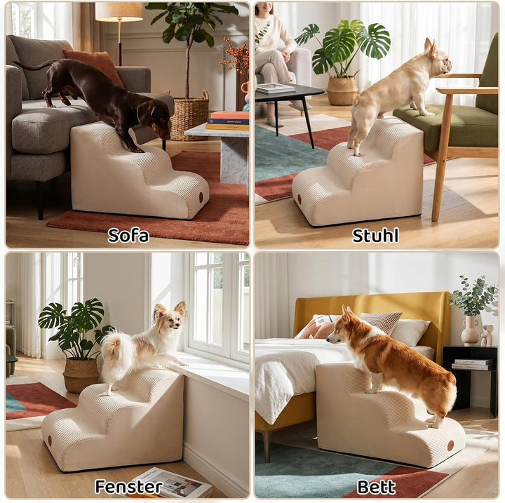 Hundetreppe für Kleine, ältere & Verletzte Hunde und Katzen, Haustiertreppe | 33D Hochdichter Schaum