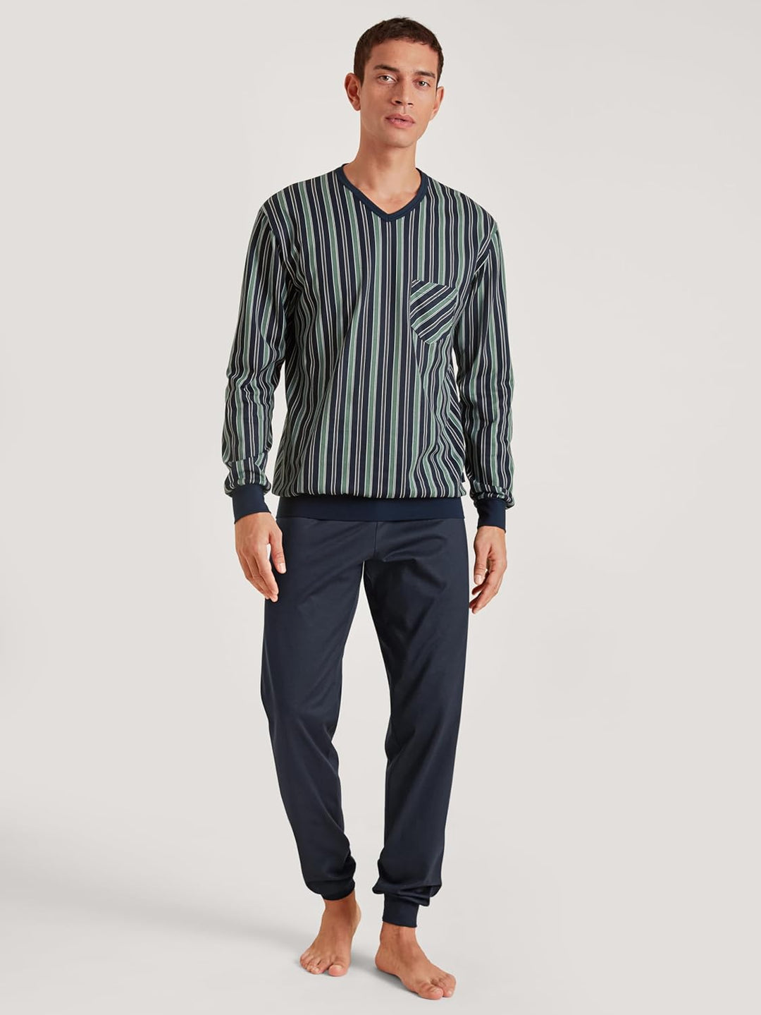 CALIDA Relax Imprint Bündchen-Pyjama Herren 50 Blue Night, 50 Blue Night