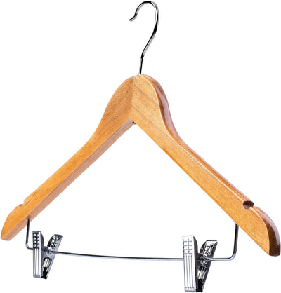 KADAX Kleiderbügel aus Holz, mit Klemmen aus Metall, Zwei Einkerbungen, 360°drehbarer Haken, Gardero