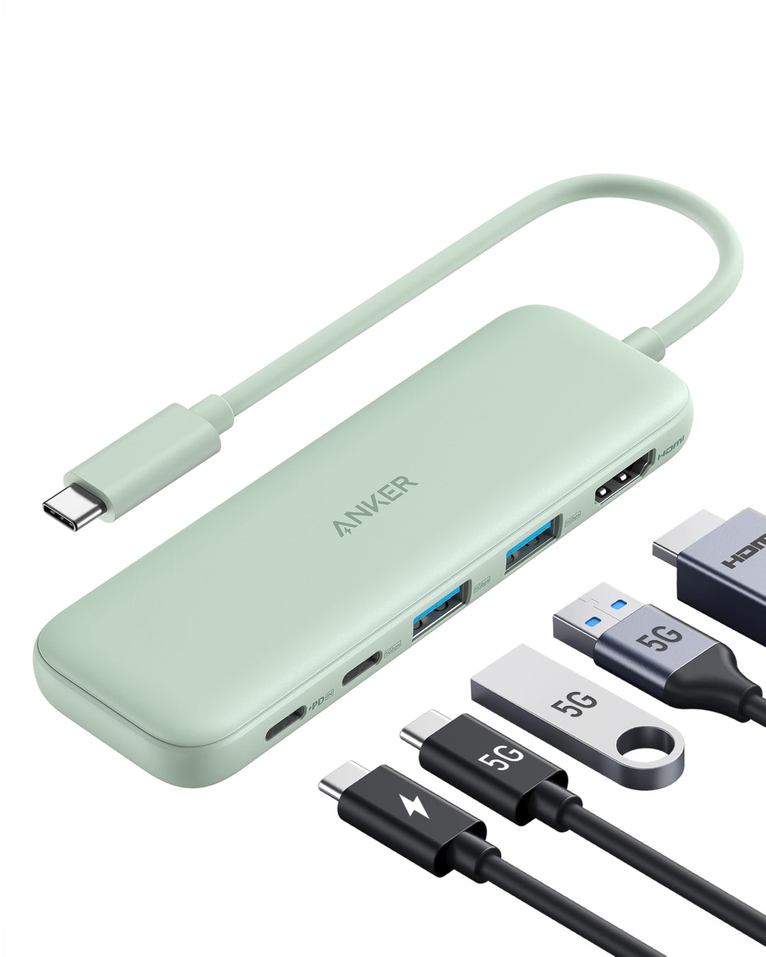 Anker USB C Hub, 332 USB-C Hub (5-in-1) mit 4K HDMI Display, 5Gbps Datenanschluss und 2 USB-A Ports