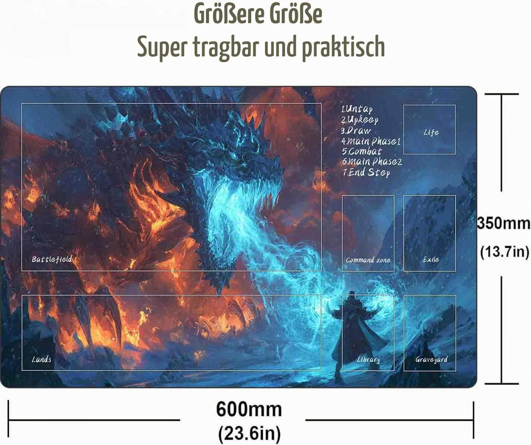 TCG MTG Spielmatte 24 × 14 - Premium-Spielmatte mit genähtem Rand mit glatter Stoffoberfläche und ru