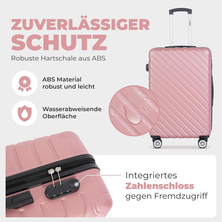 3erKoffersetXXL Komplettpaket – Sichere und leichte ABS Hartschalenkoffer 20"24"28" mit Rollen – Rei