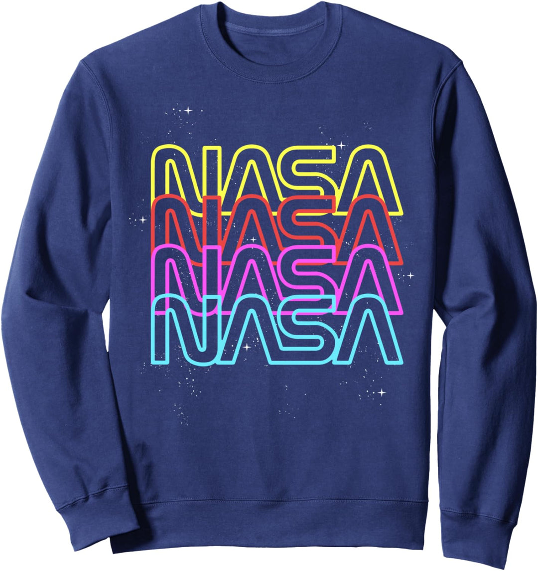 NASA Neon Rainbow Repeat Text Logo Sweatshirt