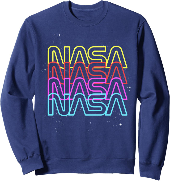 NASA Neon Rainbow Repeat Text Logo Sweatshirt