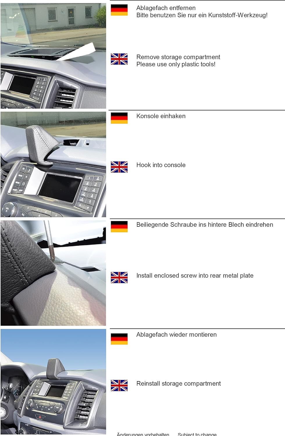 KUDA 6295 Halterung Kunstleder schwarz für Ford Ranger ab 2016, 6295