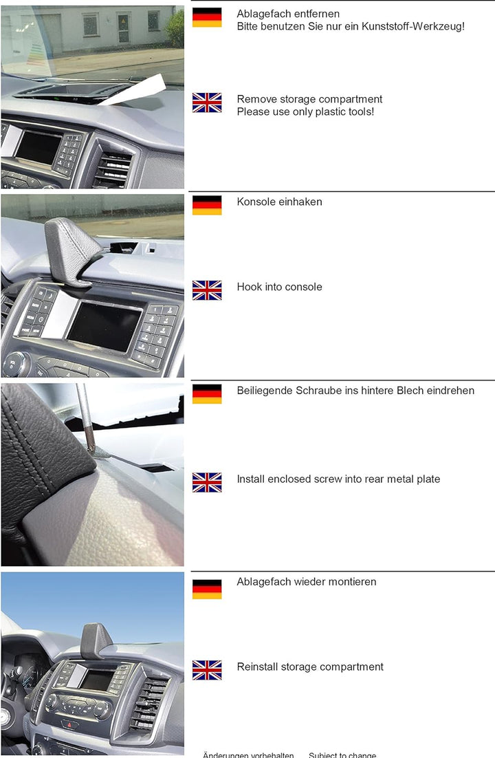 KUDA 6295 Halterung Kunstleder schwarz für Ford Ranger ab 2016, 6295