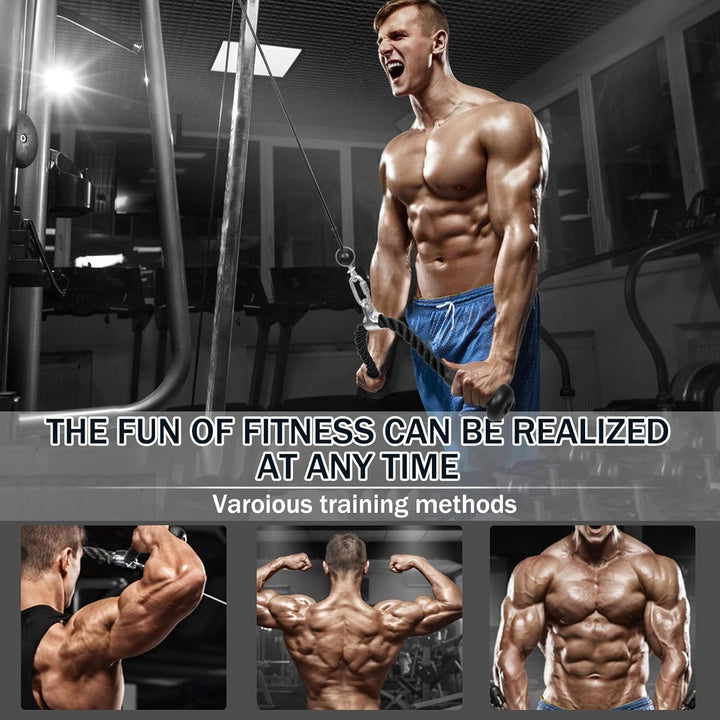 Trizepsseil mit Rutschfesten Gummigriff Kraftstation Griffe Fitness Griff gedrehtes Seil Kraftstatio