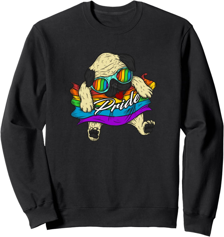 Hund Mops Regenbogenfahne Homosexuell Schwul Gay Pride Sweatshirt