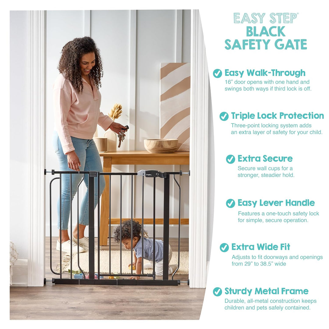 Regalo Easy Step Extra Wide Baby Gate Schwarzes Schutzgitter, Schwarzes Schutzgitter