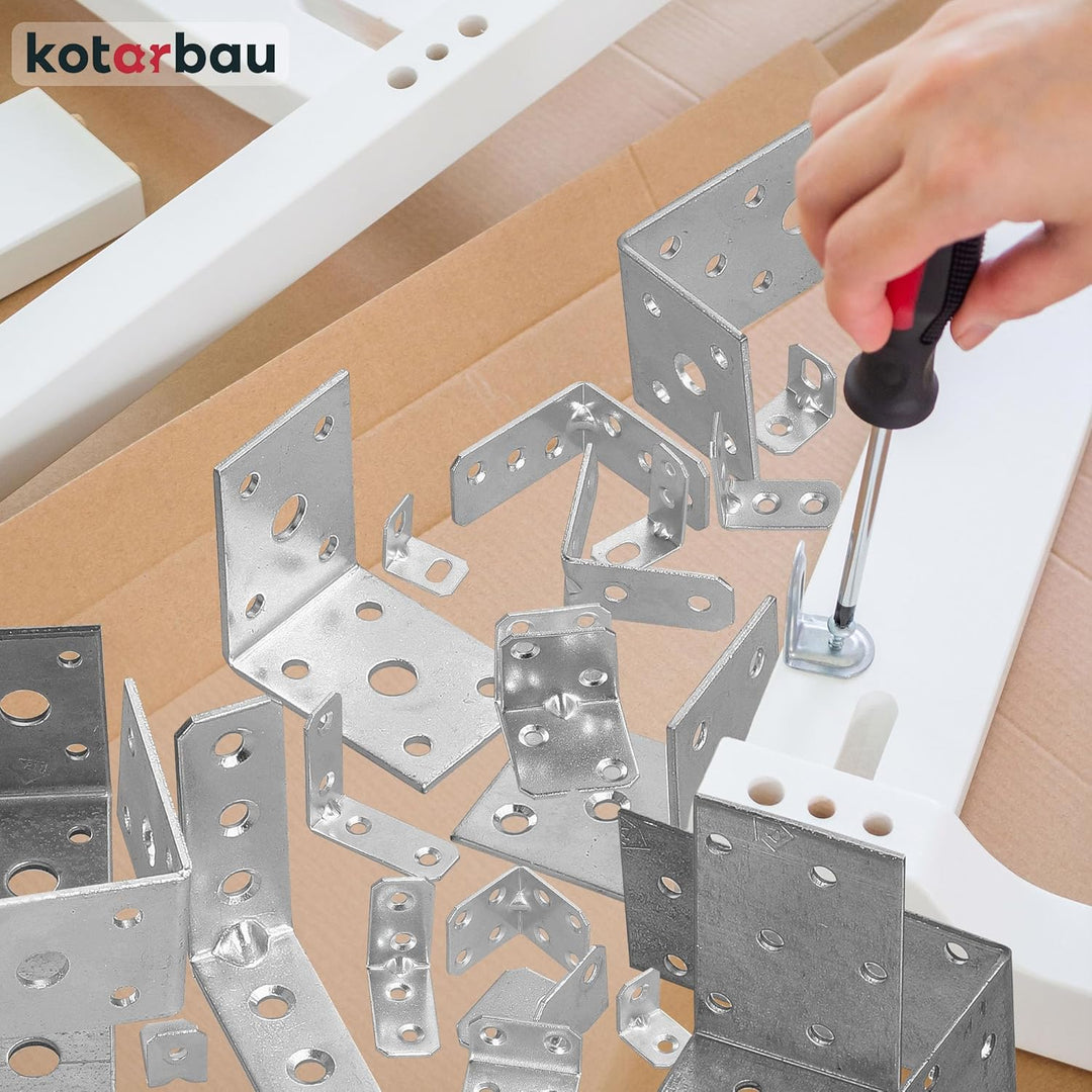 KOTARBAU Winkelverbinder 50 x 50 x 40 x 2 mm mit Sicke Verzinkt Stahl Bauwinkel Montagelöcher Möbelv