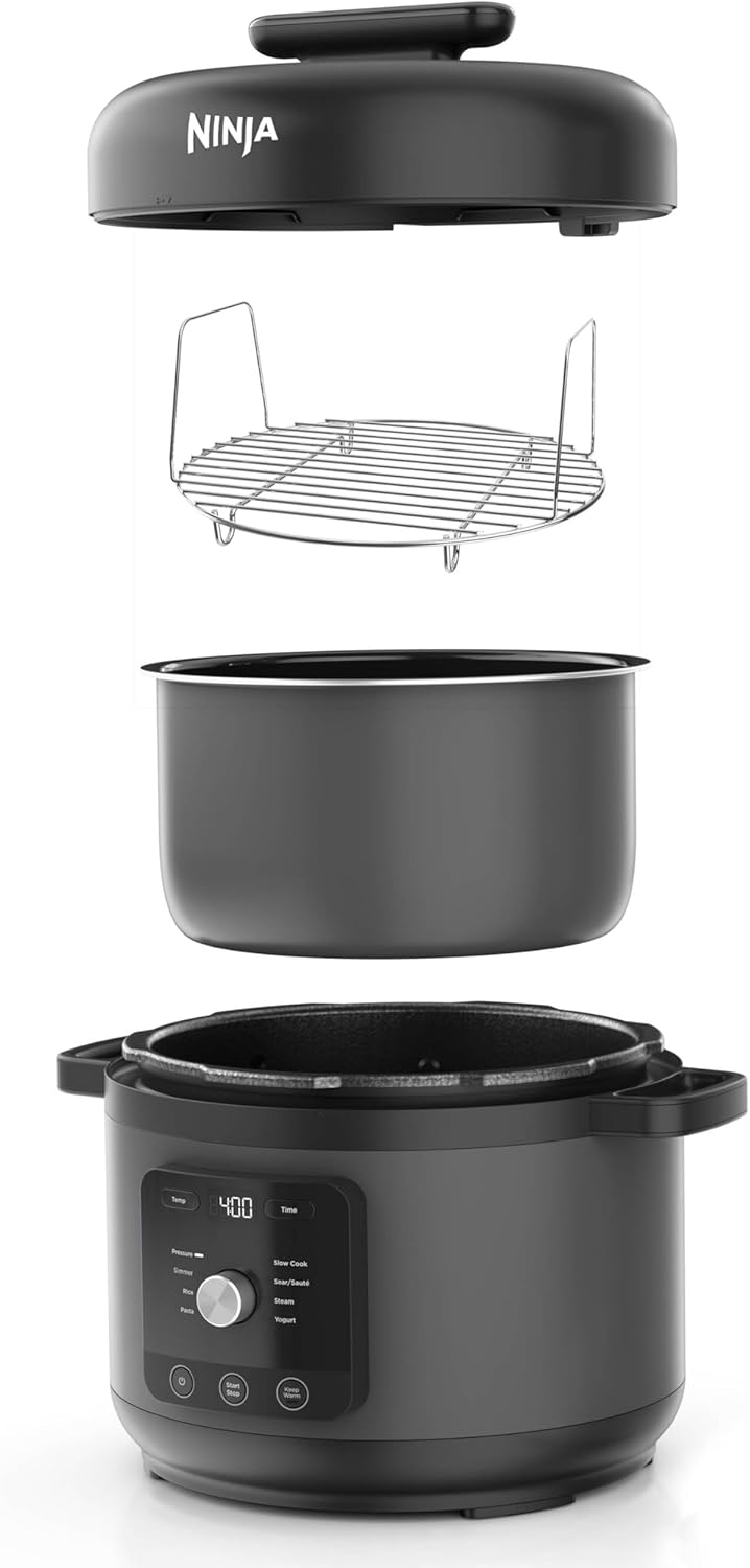 Ninja HyperHeat 9-in-1 Schnellkochtopf, Slow Cooker und Reiskocher, inkl. Dämpfeinsatz und herausneh
