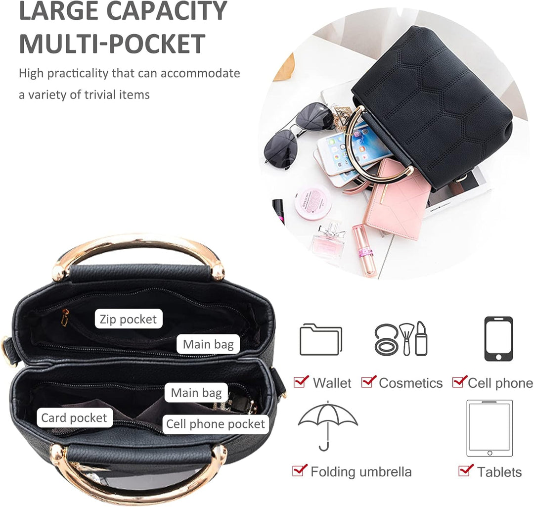 NICOLE & DORIS Handtasche Damen Klein Schultertaschen PU Leder Frauen Umhängetasche Henkeltasche Min