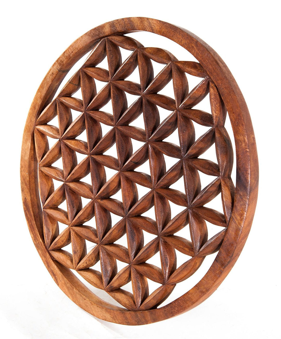 Windalf Grosses Wandbild BLUME DES LEBENS Ø 40 cm Lebensblume Energiebild Holzbild Handarbeit aus Ho
