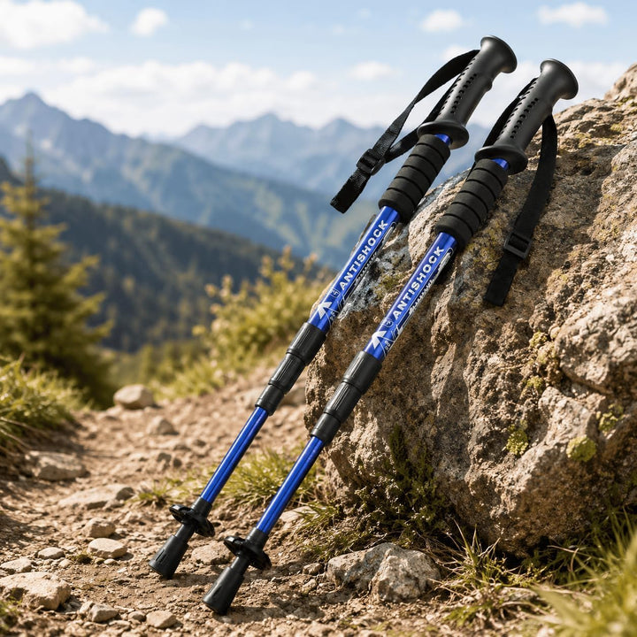 MidGard Teleskop Nordic Walking Stöcke, 50-110 cm höhenverstellbar, Antischock Dämpfung, Wanderstöck