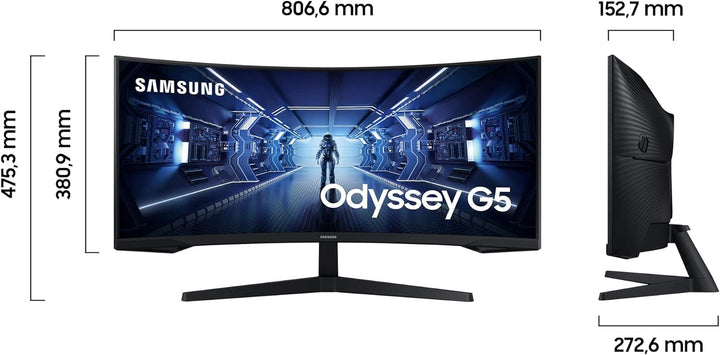 SAMSUNG ODYSSEY G5 Curved PC-Gaming-Bildschirm - 34 UWQHD - VA-Panel - 1 ms - 165 Hz - AMD FreeSync