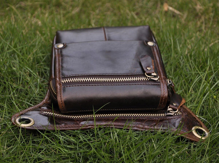 Le'aokuu Herren Echtes Leder Tasche Beinbeutel Beintasche Aussenbeintasche Beinbeuteltasche Reisen H