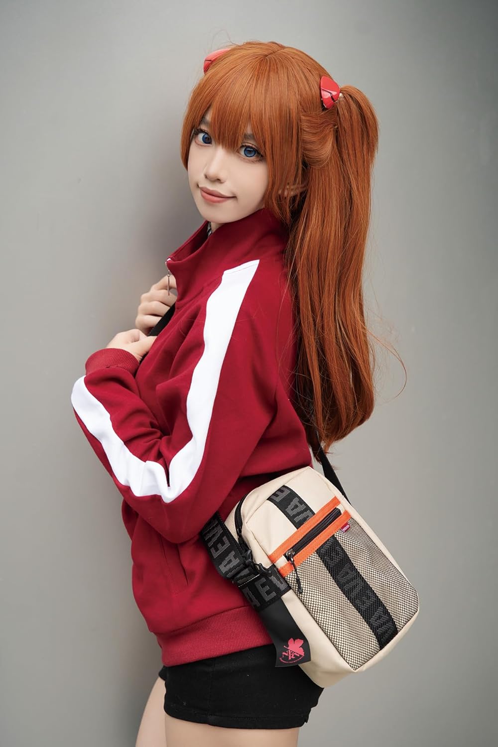 FIREFIRST x RADIO EVA - Evangelion Mini Shoulder Bags Schule Schultertaschen Beige W15×H23×D8（cm）, B