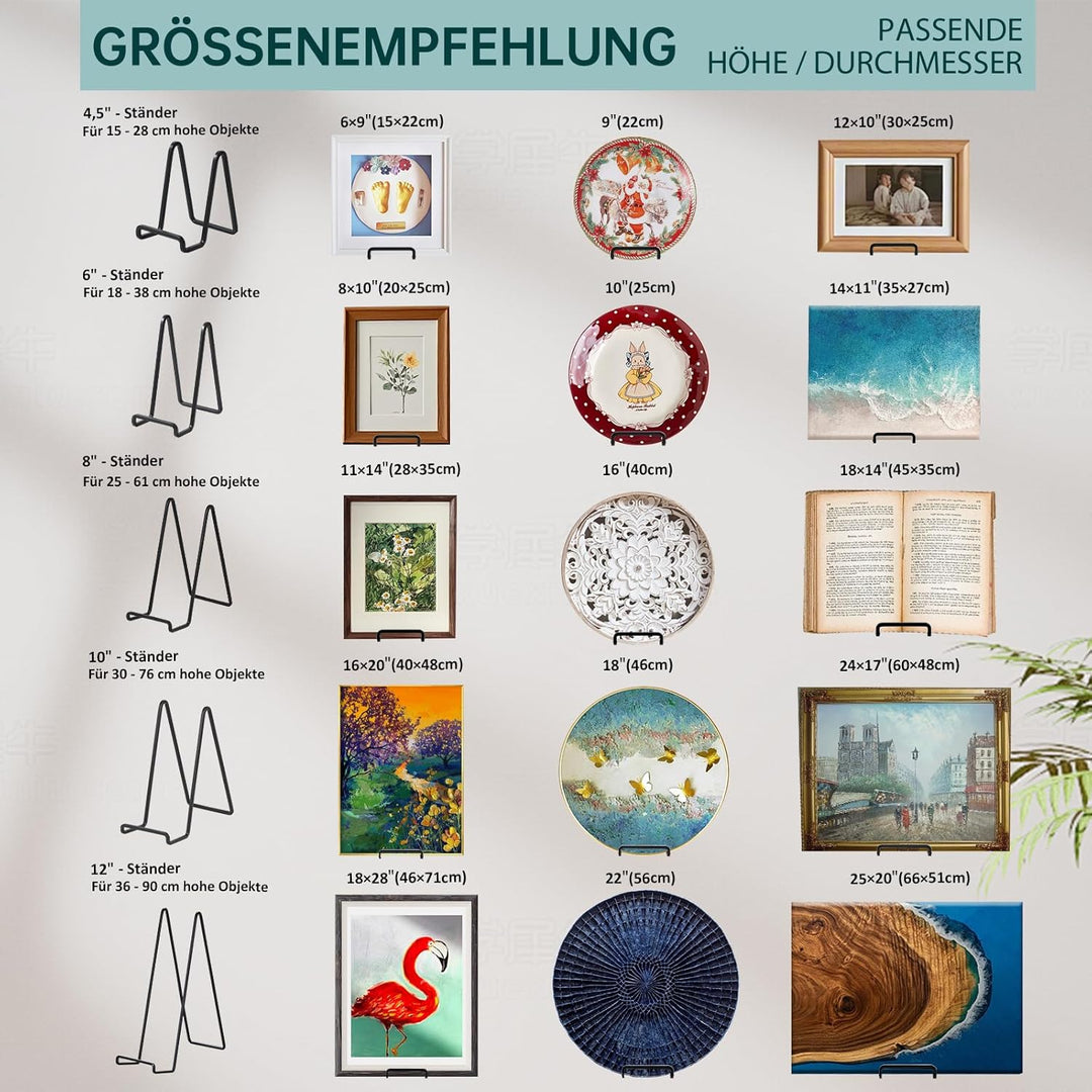 Staffelei Aufsteller Teller Ständer Metall - 4 Stück Tellerständer - Deko Tellerhalter - Dekoteller