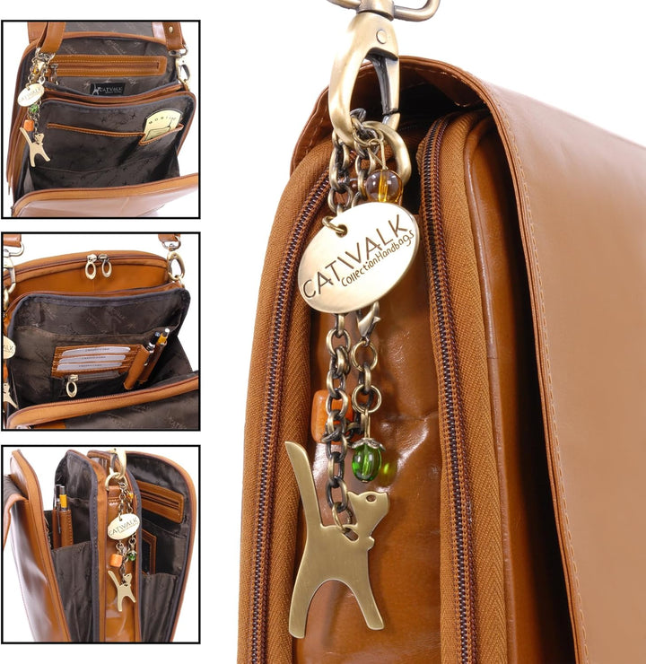 Catwalk Collection Handbags - Damen Leder Umhängetasche - Crossbody Bag/Handtasche Gross - Abnehmbar