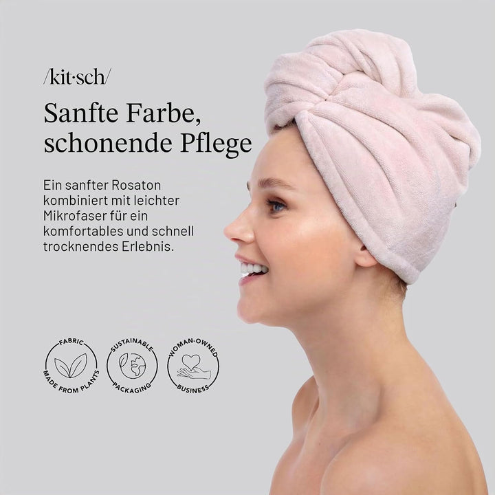 Kitsch Mikrofaser-Haarhandtuch – schnell trocknende lockige Haarwickel für Frauen nasses Haar,Mikrof