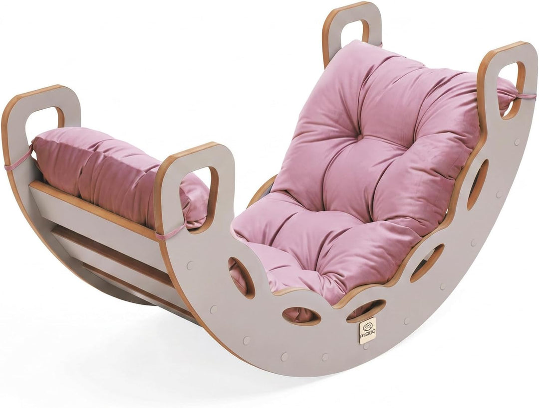 MISIOO Klettergerüst Indoor ab 1 Jahr, Montessori Kletterbogen 4in1 mit Rutsche, Kletterwand &amp; Kisse