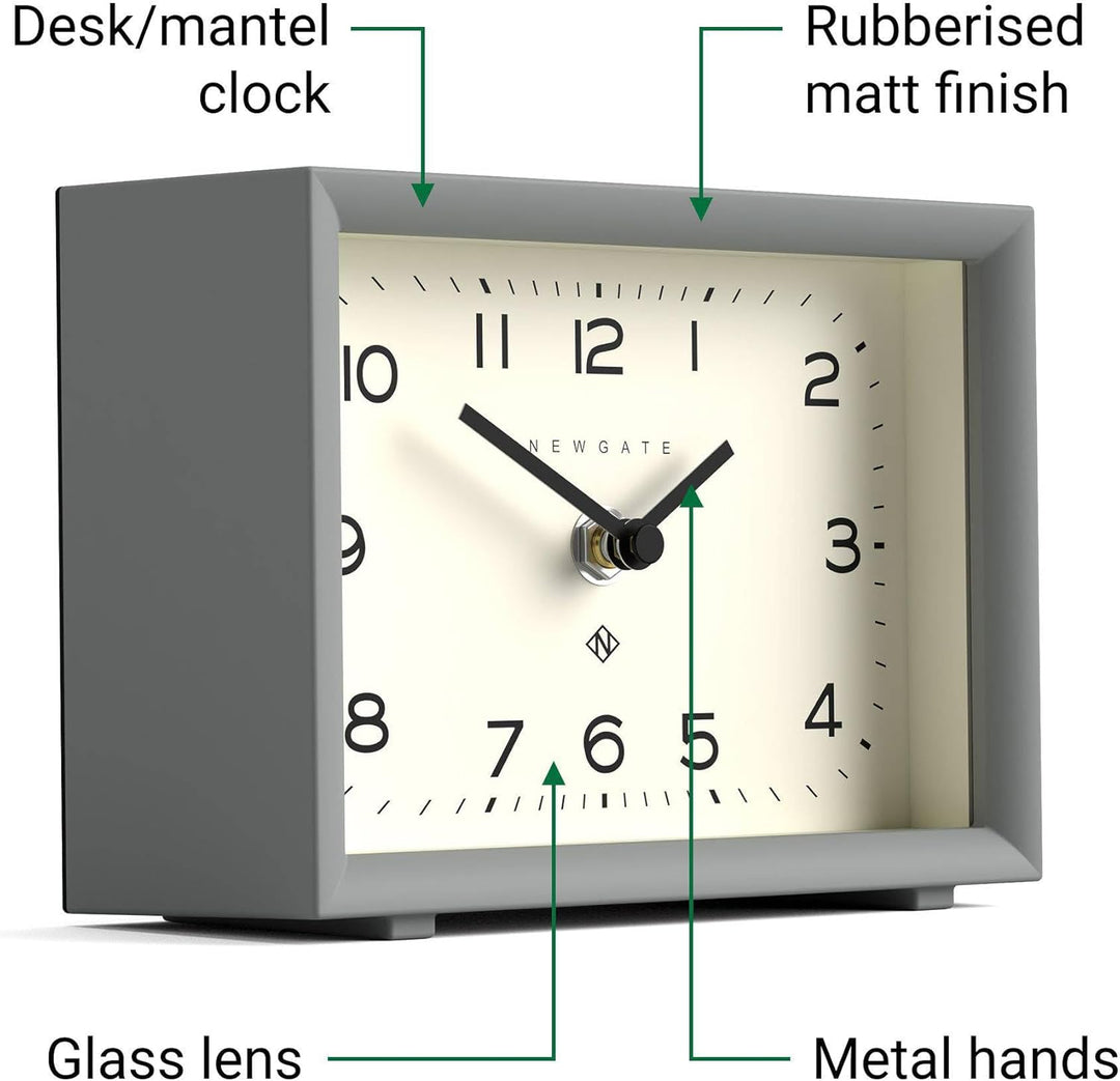 NEWGATE® 'Henry' Kaminuhr - Moderne rechteckige LED-Uhr in Grau, ideal für Schreibtische, Tische, Re