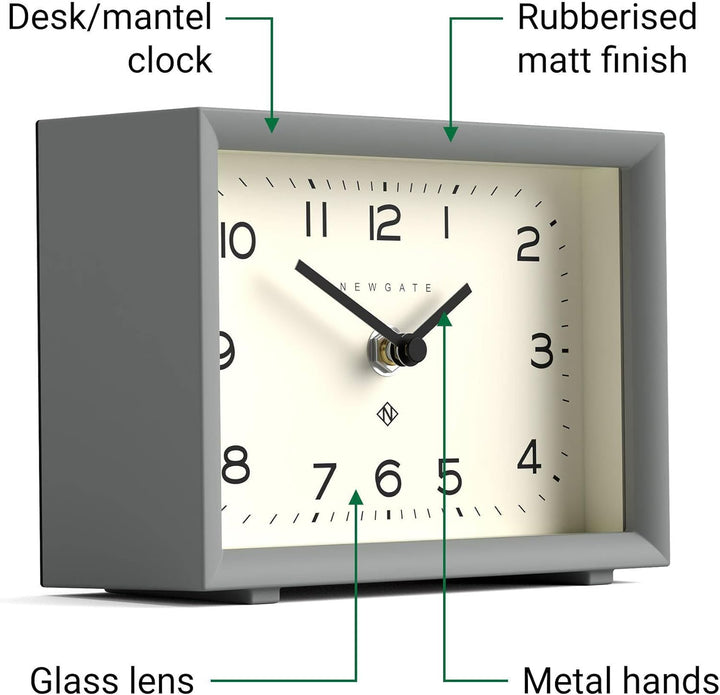 NEWGATE® 'Henry' Kaminuhr - Moderne rechteckige LED-Uhr in Grau, ideal für Schreibtische, Tische, Re