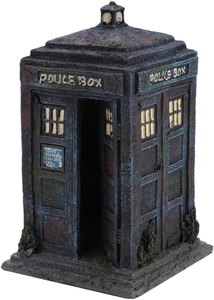 Dauerhaftes Simulationsharz Wachhäuschen Aquarium Dekorationen Simulation Damaged Police Box Shelter