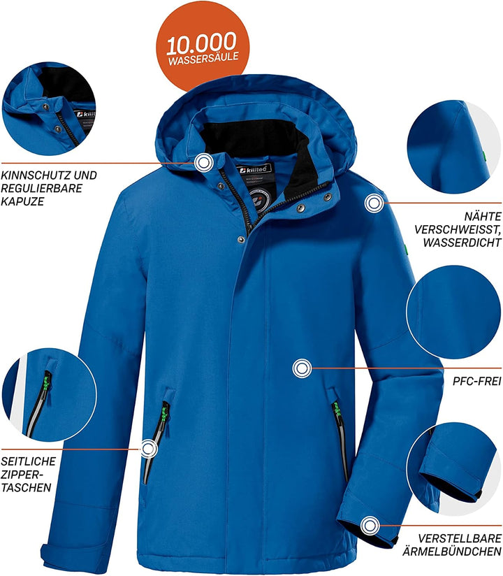 Killtec Jungen Kow 206 Bys Jckt Outdoorjacke/Funktionsjacke mit Kapuze 128 Blau, 128 Blau