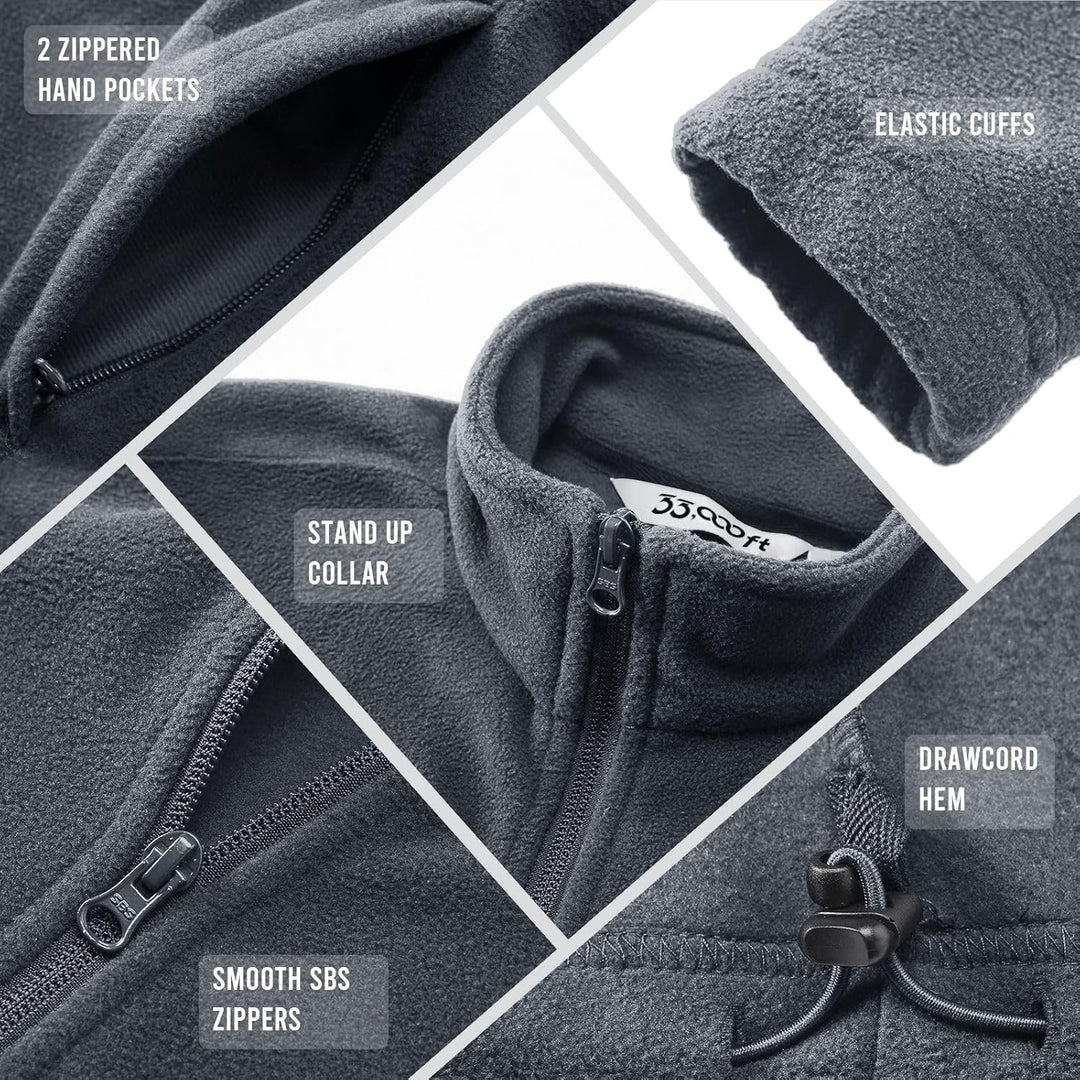 33,000ft Damen Fleecejacke mit Durchgehendem Reissverschluss Stehkragen Damen Leichte Fleece Jacke A