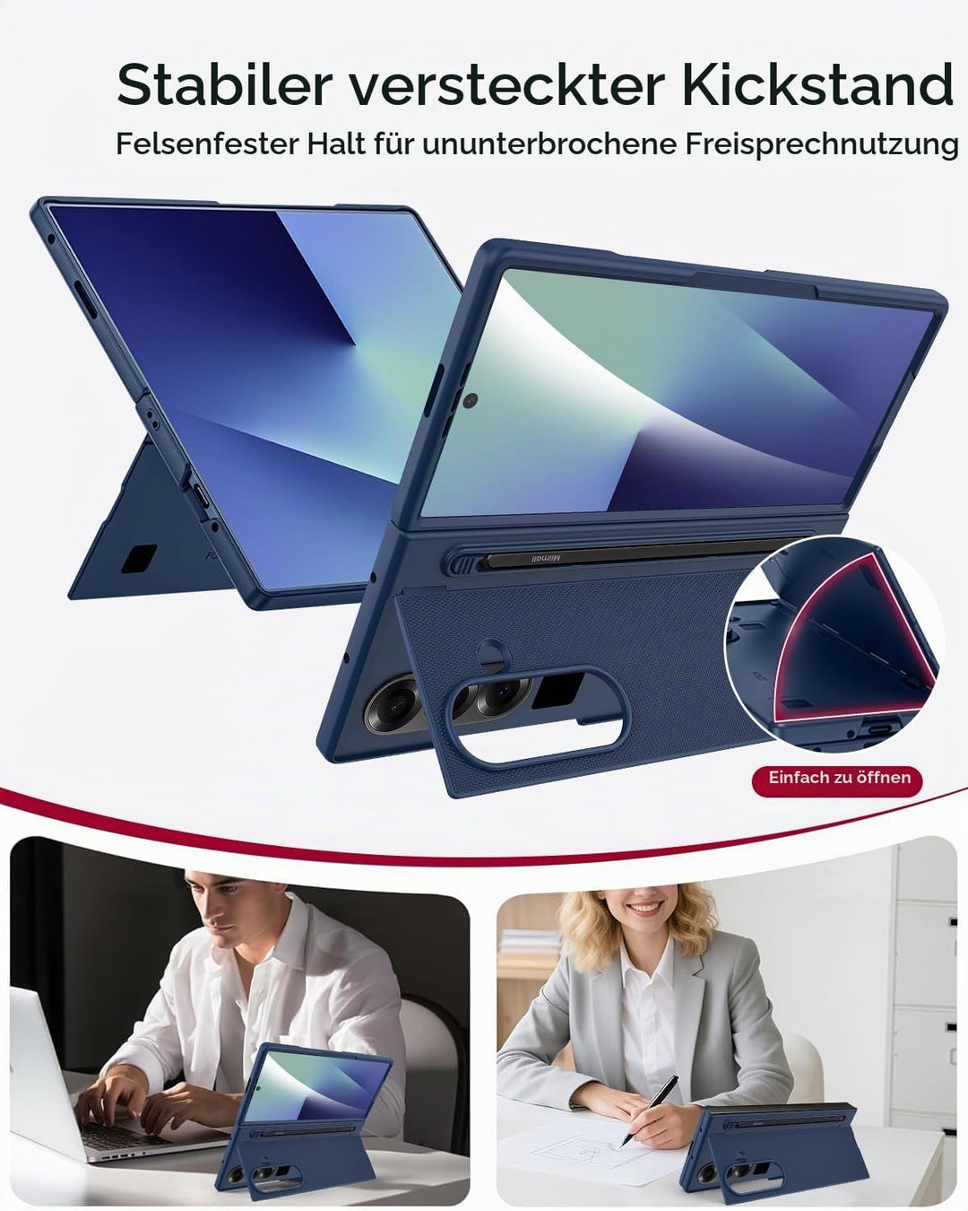 Miimall Kompatibel mit Samsung Galaxy Z Fold 7 Hülle mit S-Pen &amp; Stifthalter, [HD Displayschutz] Ult