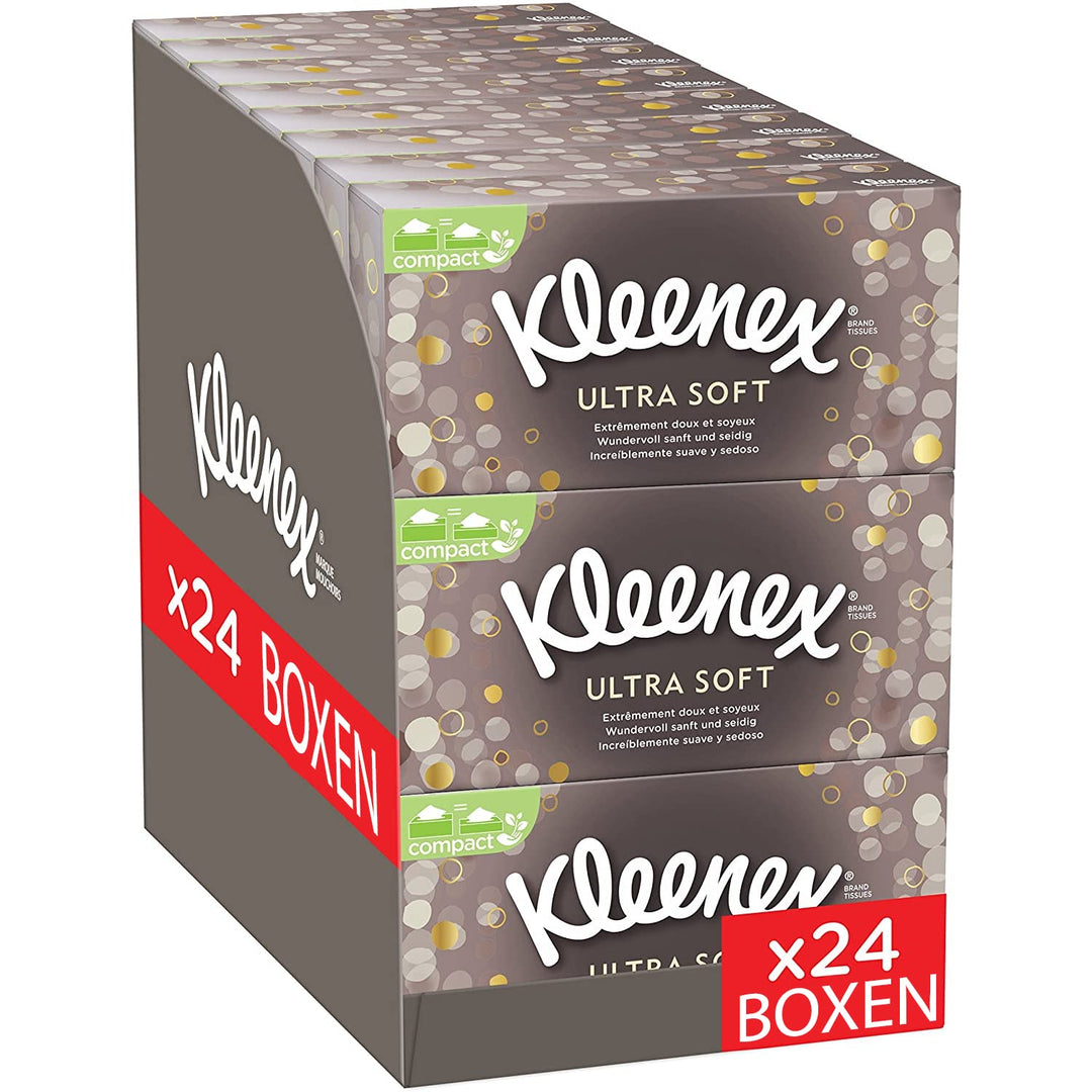 Kleenex Ultra Soft Kosmetiktücher-Boxen, Für den täglichen Gebrauch, 3-lagig, 24 Boxen á 64 Tücher U