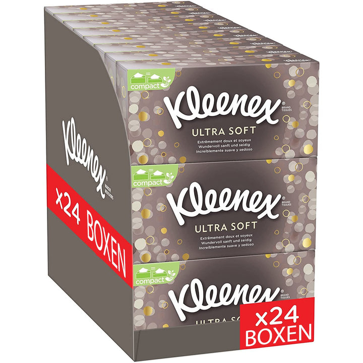Kleenex Ultra Soft Kosmetiktücher-Boxen, Für den täglichen Gebrauch, 3-lagig, 24 Boxen á 64 Tücher U